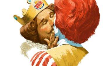 Rei do Burger King e Ronald McDonald se beijam em propaganda