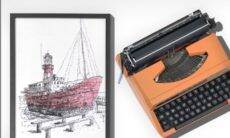 Artista cria desenhos usando máquina de escrever