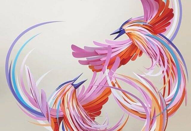 Artista britânica transforma pedaços de papel em pássaros